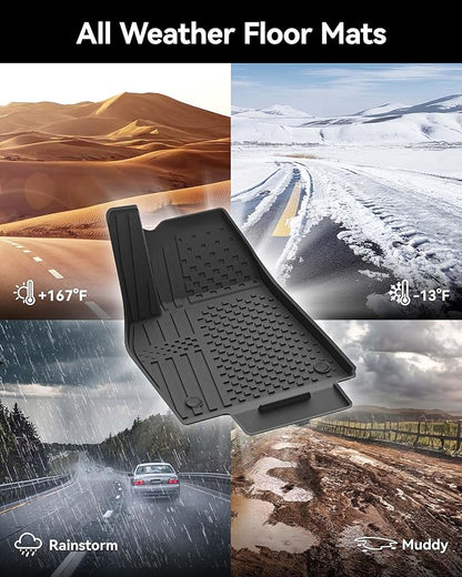 3W Floor Mats Compatible for Tesla New Model Y 2025 2026 Juniper(Including Standard), TPE All Weather Custom Fit Floor Liner for Model Y, 1st & 2nd Row Set Car Mats, Black