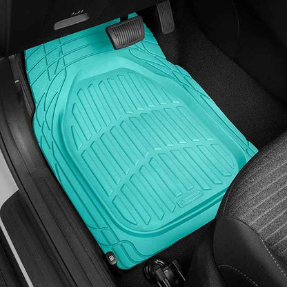 CARBELLA Heavy Duty Rubber 4-Piece Teal Car Floor Mats - Universal Trimmable All-Weather Car Accessories - Girl Car Accessories for Women & Cute Car Mats for Women for Girly Car Decor, Truck, & SUV