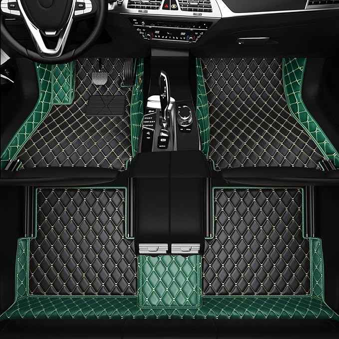 Customized Personalized car Floor MATS Luxury Full-Body car Floor mats are Suitable for 99% of Vehicle Models (Pickup Trucks/SUVs/sedans) and Offer Personalized Text Customization (Green-Black)