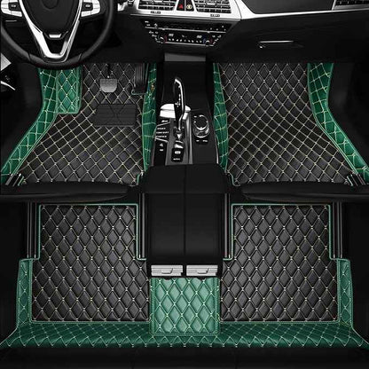 Customized Personalized car Floor MATS Luxury Full-Body car Floor mats are Suitable for 99% of Vehicle Models (Pickup Trucks/SUVs/sedans) and Offer Personalized Text Customization (Green-Black)