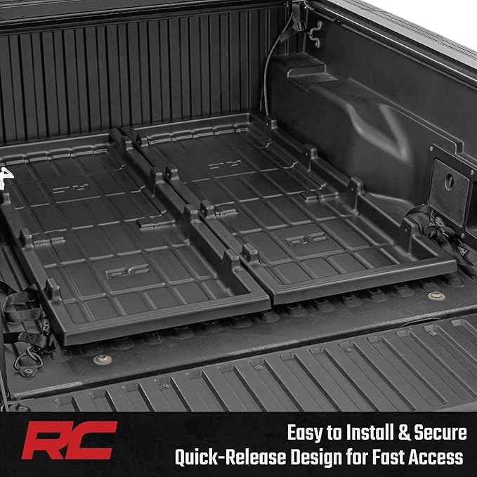 Rough Country Slide-Out Truck Bed Cargo Tray - Mid-Size Bed Organizer for 5' & Shorter Beds, Heavy-Duty Polyethylene, UV-Protected, Easy Tailgate Access