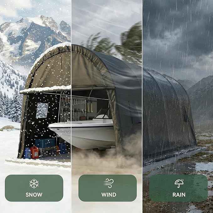 COBIZI Carport 12x20 FT Heavy Duty Portable Garage Storage Shelter Shed with All-Steel Metal Frame & Vents, Round Style Outdoor Storage Shed for Car, Truck, Boat, Patio Furniture Anti-Snow Waterproof