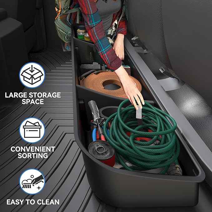 oEdRo Under Seat Storage Fit for 2015-2025 Ford F-150 F150 SuperCrew/Crew Cab, 2017-2024 F-250/F-350/F-450/F-550 Super Duty, Upgraded Rear 3-in-1 Truck Organizer Underseat Storage Box