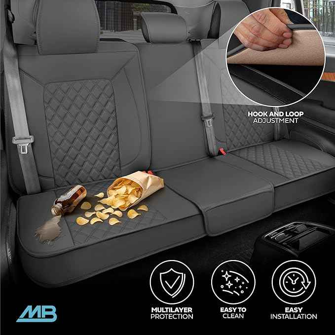 Elite Edition Napa Leather Seat Covers Full Set – Gray Car Seat Covers Front Seats and Back Car Seat Protector, Waterproof and Universal Fit for Most Small to Medium Autos, Trucks & SUVs