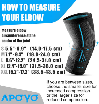 APOYO Elbow Brace for Tendonitis and Tennis Elbow, (Pair) Compression Sleeve for Arthritis, Workouts, Reduce Joint Pain During Fitness Activity (Small)
