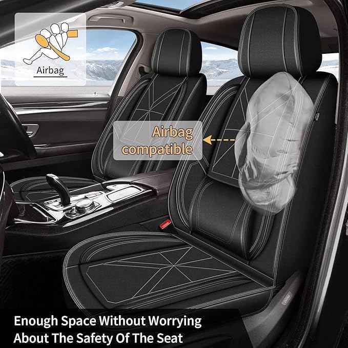Front Car Seat Covers fit for Hyundai Elantra 2017-2025 2026: Waterproof Auto Seat Cover,Vehicle Interior Accessories,Easy to Install Faux Leather Seat Protectors (2PCS Front,Black)