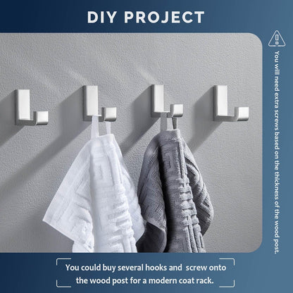 Angle Simple Towel Hooks, SUS 304 Stainless Steel Robe Coat Hooks for Bathroom Wall, Polished Chrome, 2 Pack