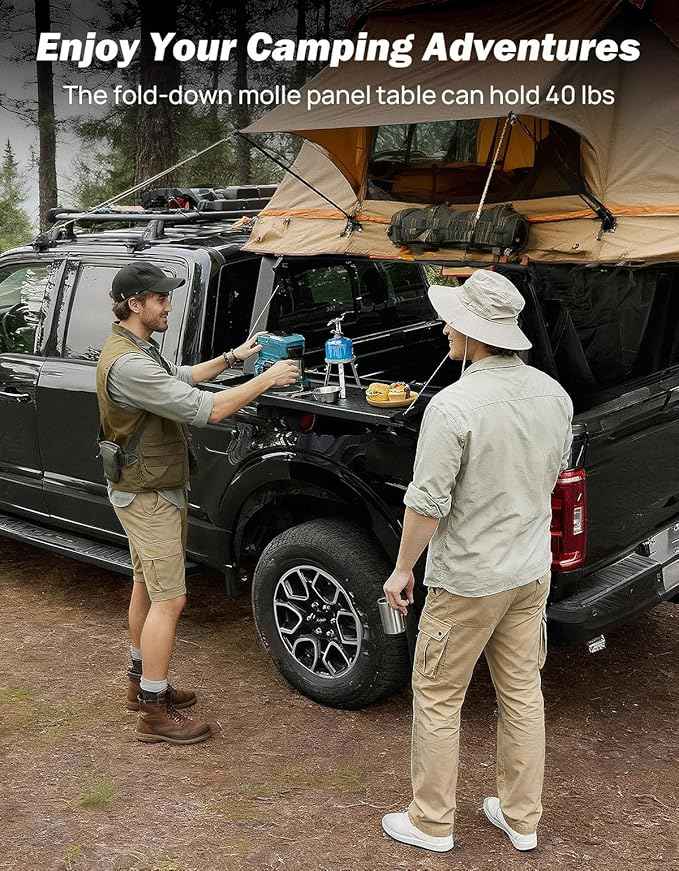 JOYTUTUS Full Size Truck Bed Rack, Overland Bed Racks for Trucks Compatible with F150 F250 F350 Silverado Sierra Ram, 24.6 Inch High Truck Bed Rack for Roof Top Tent, with Foldable Molle Panel