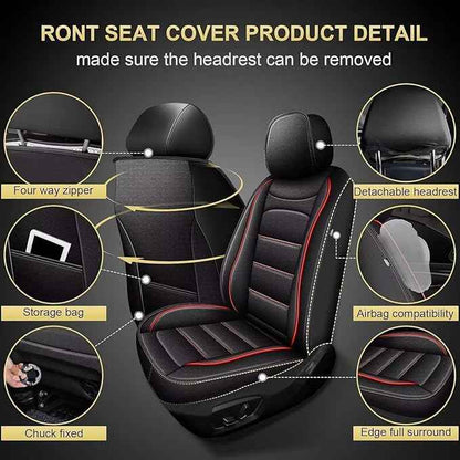 Car Seat Covers for Hyundai Tucson 2005-2025 2026: Luxury Leather Striped Automotive Seat Cover Waterproof Seat Protectors Compatible Airbag (2PCS Front,Black)