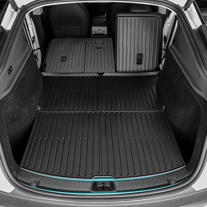 SUPER LINER Tesla Model Y Floor Mats 2025 2026 | Custom Fit All-Weather 12-Piece Set TPE Material| Model Y Juniper Floor Mats Back Seat Protector,Cargo Liner, Trunk & Interior Accessories 5-seat