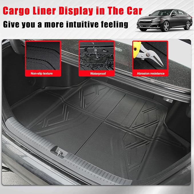 for 2023 2024 2025 2026 Honda Accord Floor Mats and Cargo Liner (Include Hybrid) - All Weather Floor Mats and Trunk Mat - Custom Fit Floor Liners and Cargo Mat for Honda Accord Sedan 2023-2026