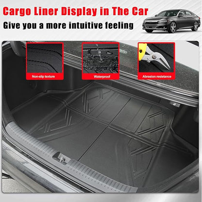 for 2023 2024 2025 2026 Honda Accord Floor Mats and Cargo Liner (Include Hybrid) - All Weather Floor Mats and Trunk Mat - Custom Fit Floor Liners and Cargo Mat for Honda Accord Sedan 2023-2026