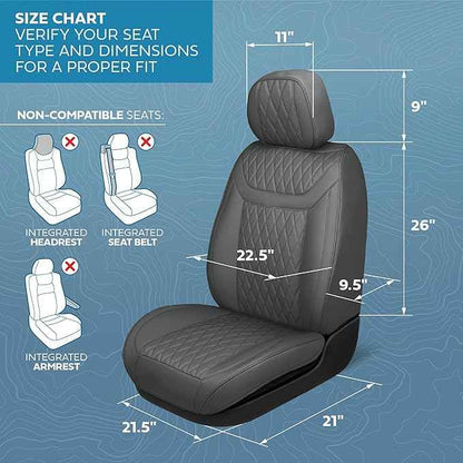 Elite Edition Napa Leather Seat Covers Full Set – Gray Car Seat Covers Front Seats and Back Car Seat Protector, Waterproof and Universal Fit for Most Small to Medium Autos, Trucks & SUVs