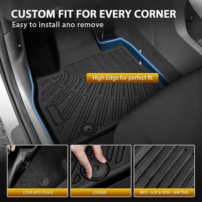 Powerty Floor Mats for 2020-2025 Kia Telluride 7/8 Passenger Car Mats Accessories, All Weather TPE Custom 2-in-1 Cargo Liner Seat Back Covers Protectors Replacement (Floor Mat + 2-in-1 Trunk Mat)