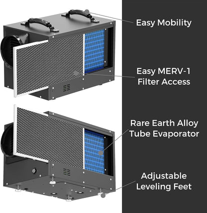 ALORAIR 120 PPD Commercial Dehumidifiers with Pump and Hose, Crawl Space Basement dehumidifier, Industry Water Damage Unit, Compact, Portable, Auto Defrost, Memory Starting