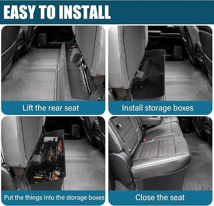 POPSTORE Under Seat Storage Compatible with Chevy Silverado/GMC Sierra 1500 2019-2026 & 2500 3500 HD 2020-2026 Crew/Double Cab, Upgraded Rear Underseat Storage Truck Organizer Cargo Box w/o Extra Box