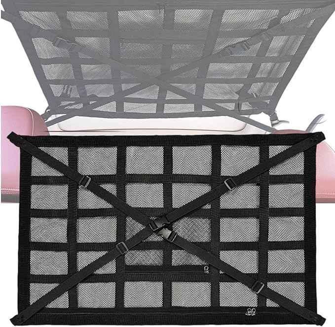 Overhead Car Organizer, Compatible with Jeep Gladiator Sport/Rubicon 2020-2025 Car Roof Storage Net Universal Car Ceiling Storage for Camping Storage Bag,Black-Large