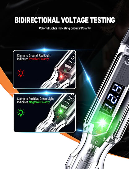 Automotive Test Light, Heavy Duty 5-90V Digital LED Electrical Tester, Circuit Tester with 140 Inch PU Spring Wire, Voltage Tester Pen for Checking Vehicle Car Truck Motorcycle Boat
