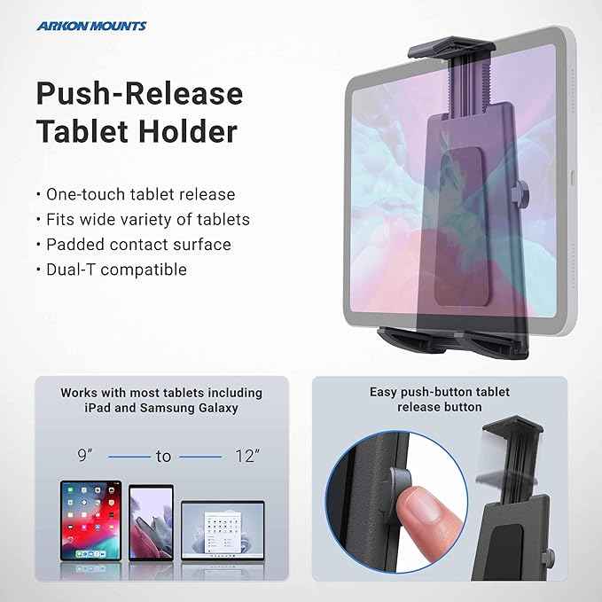 ARKON Mounts -Tablet And Keyboard Tray Combo Car Mount | Tablet Holder For Car | Professional-Grade Durability | Easy Installation | Keyboard Tray | Fits iPad and Samsung Tablets
