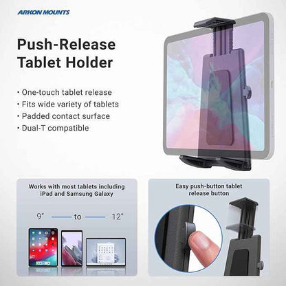 ARKON Mounts -Tablet And Keyboard Tray Combo Car Mount | Tablet Holder For Car | Professional-Grade Durability | Easy Installation | Keyboard Tray | Fits iPad and Samsung Tablets