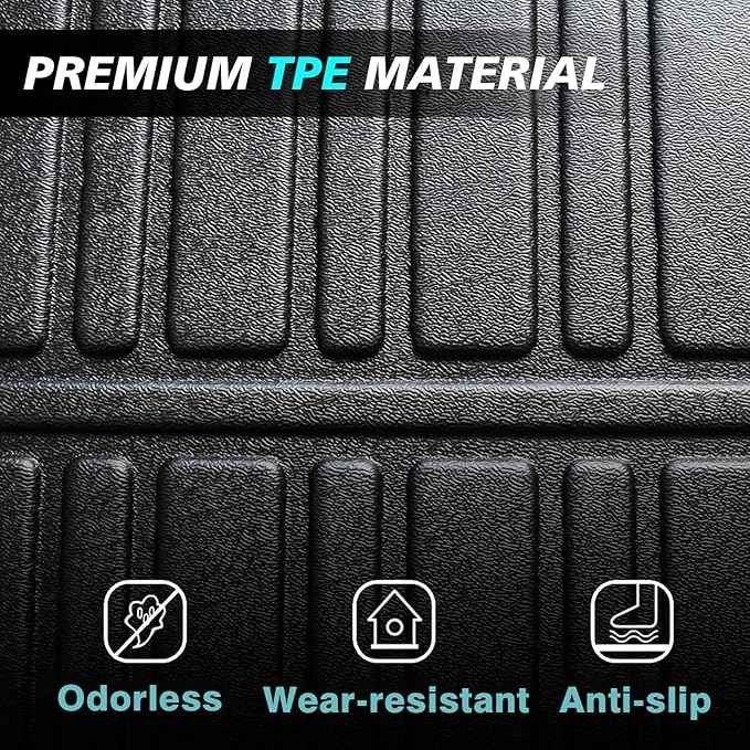 BestEvMod Compatible with Rivian R1S All Weather Cargo Liners Frunk Mat&Floor Liners&Trunk Mat Set Anti-Slip 3D Pattern TPE Waterproof Non-Slip 2022-2024 Accessories (R1S-Frunk+Floor+Trunk)