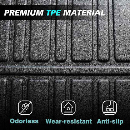 BestEvMod Compatible with Rivian R1S All Weather Cargo Liners Frunk Mat&Floor Liners&Trunk Mat Set Anti-Slip 3D Pattern TPE Waterproof Non-Slip 2022-2024 Accessories (R1S-Frunk+Floor+Trunk)