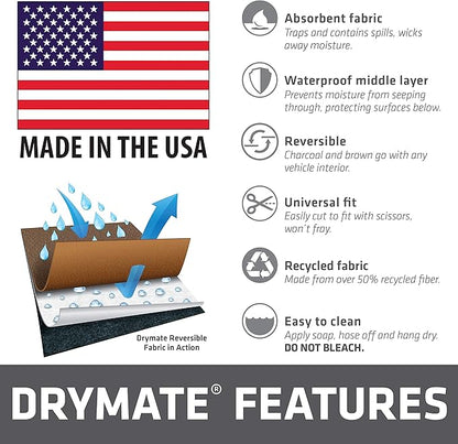 Drymate Premium Reversible Cargo Liner Mat (Brown/Charcoal), (60” x 84”), Seat Cover/Trunk Liner - Absorbent/Waterproof/Durable - Vehicle Protection Mat for SUVs, Trucks, Vans, Cars, Dogs (USA Made)