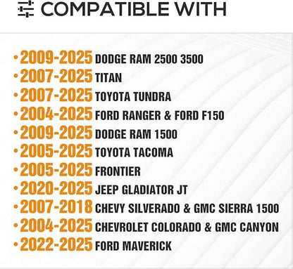 Adjustable Ladder Bed Racks Compatible with Tacoma/Silverado/Sierra/Ram/Tundra/Titan/Frontier/Colorado/Canyon/JT/Ford F-Series/Ranger/Maverick, Universal Truck Cargo Rack