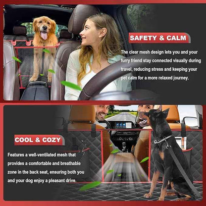 2-Layer Dog Car Seat Cover for Back Seat, Hard Bottom Car Seat Protector for Large Dogs, Anti Scratch Backseat Extender, Waterproof Hammock in Car, for Car/SUV/Small Truck