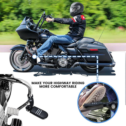 1.25" 32MM Motorcycle Adjustable Highway Pegs for Harley Davidson Touring Road King Road Glide Street Glide Electra Glide Dyna Sportster Softail 1 1/4" Crash Bar Highway Foot Pegs, Black