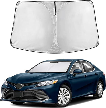 EcoNour Windshield Sun Shade Compatible for Toyota Camry 2018–2024 | Sedan Front Window Sunshade | Foldable 4-Layer Sun Visor Protector | Protects Interior & Keeps Car Cool