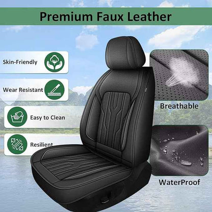 YORKNEIC Fit for Dodge Journey Seat Covers Full Set 2011-2020: 5 Seats Waterproof Leather Car Seat Covers Protector (2 Row 5 Seat, Black)