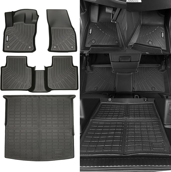 Custom Fit Floor Mats for Volkswagen VW Tiguan 2018-2024, All Weather TPE Floor Liners with Trunk Mat, Odorless Full Set Interior Accessories