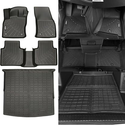 Custom Fit Floor Mats for Volkswagen VW Tiguan 2018-2024, All Weather TPE Floor Liners with Trunk Mat, Odorless Full Set Interior Accessories