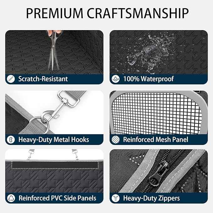 Upgraded Durable Hard Bottom Dog Car Seat Cover with EPE Sponge Cushion,Foldable Dog Rear Seat Protector,Waterproof Dog Hammock for Car, Seamless Dogs Back Seat Extender for Car SUV Truck(L)