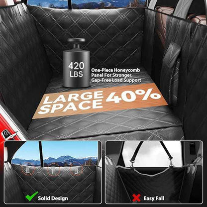 Back Seat Extender for Dogs – Waterproof Dog Seat Cover for Back Seat with Door Protection, Easy to Use and Clean, Hard Bottom, Holds 420 lbs Dog Hammock for Cars, SUVs & Small-Size Trucks