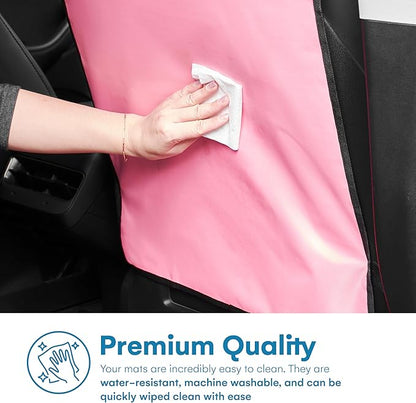 Enovoe Kick Mats - Set of 2 - Back of Seat Protector for Kids Feet - Car Seat Back Protector - Shields from Dirt and Scuffs - Durable Material - 16.8x32.8inch - Pink - Kick Mats Back Seat Protector