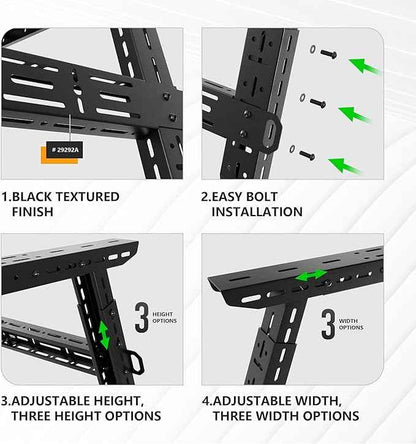 Adjustable 16-24.8" High Truck Cargo Rack Bed Racks Cargo Carrier with 2 LED Lights Compatible with Silverado/Sierra/Ram/Tacoma/Tundra/Titan/Frontier/Canyon/Gladiator JT/Ford F-Series