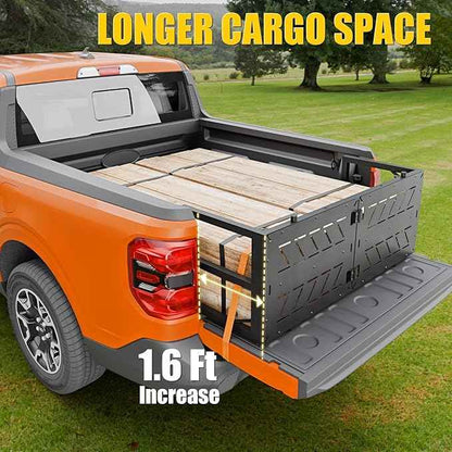 Truck Bed Extender Compatible with 2022-2025 2026 Ford Maverick Flip-Over Pickup Bed Divider Aluminum Alloy Rotatable Tailgate Extension for 2024 Maverick Accessories