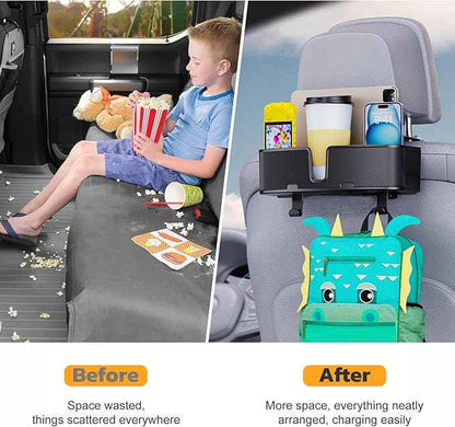 Car Headrest Cup Holder for Back Seat Organizer for Multi-Hanging Snack Storage Box with Strong Hooks for Kids and Backseat Passengers Share Rid for Travel Accessories（2-Pack）