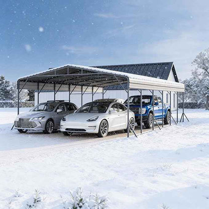 20x40 FT Heavy Duty Metal Carport Kit, Waterproof Windproof Aluminum Car Ports with Steel Shelter Frame Cover for 4 Car or Boats, Easy Assembly Tractor/Car Storage