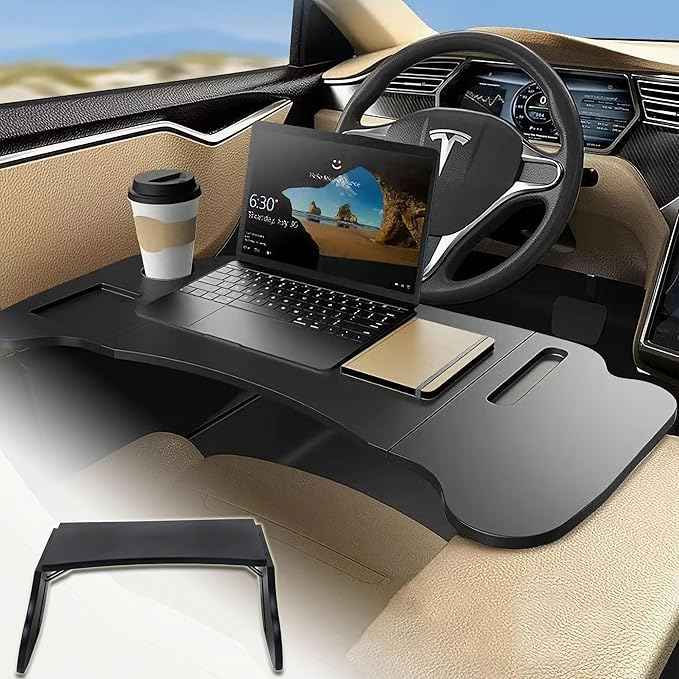 Foldable Car Tray for Tesla Model Y Model 3 S X Y Juniper, Upgraded Car Desk for Dining, in-Car Work, Travel and Outdoor