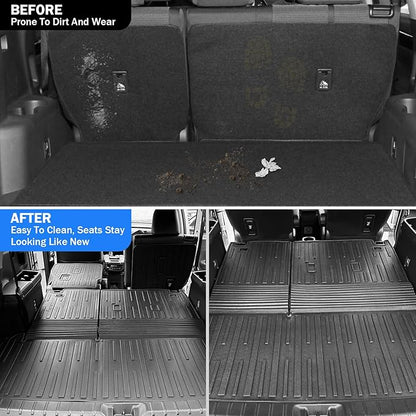 Trunk Mat & Backrest Mat & 2nd Row Seat Backrest for Toyota Grand Highlander 2024-2026(7 Seater Only), All Weather TPE Cargo Liner, Waterproof Scratch-Resistant Full Coverage Cargo Mats