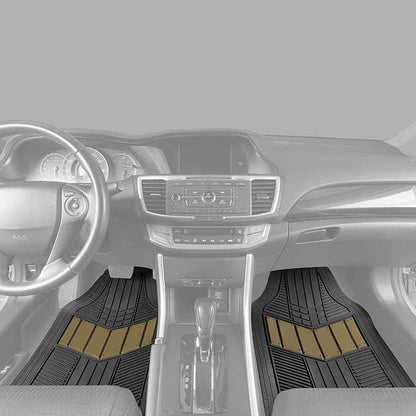 BDK Beige Heavy Duty Front & Rear Rubber Floor Mats Universal Liners for Car SUV Van & Truck, All Weather Protection with Anti-Slip Nibs, Fit Contours of Most Vehicles