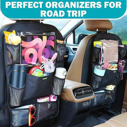 PIDO Car Seat Protector for Child Car Seat, Seat Back Organizer with Touch Screen Tablet Holder and 8 Pockets, Car Travel Accessories