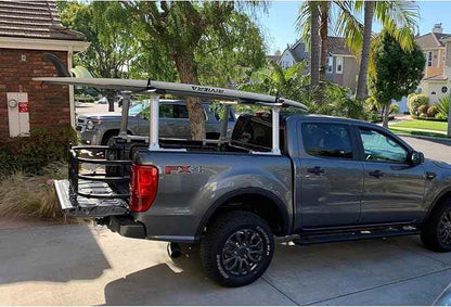 Non-Drilling Aluminum Truck Rack, Heavy Duty Width and Height Extendable Truck Bed Ladder Rack, Fit for Max 66" Wide Truck Bed, 600 lb. Capacity