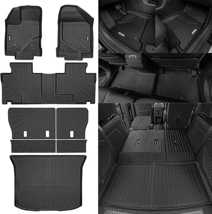 Custom Fit Floor Mats for 2007-2014 Ford Edge/2007-2015 Lincoln MKX, All Weather TPE Floor Liners with Trunk Mat & Backrest Protectors, Odorless Full Set Interior Accessories