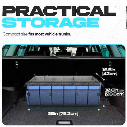 FORTEM Trunk Organizer with Cooler For SUV Car Trunk, Foldable Storage, Car Accessories for Women Men, Collapsible Bag, Perfect Christmas Gifts, 600D Oxford, Non Slip Bottom, Straps, Soft Cover (105L)
