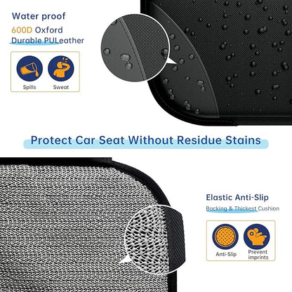 Car Seat Protector MHO+All 2 Pack Auto for Child Baby Car Seats - Large CarSeat Sit Savers Mat with Waterproof 600D Fabric & 2 Storage Pockets, Crash Test Approved