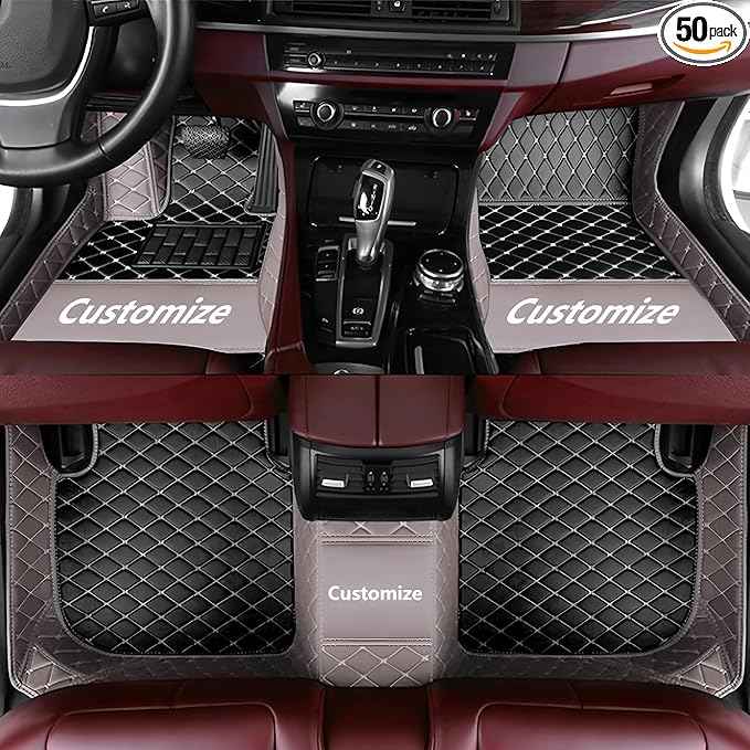 Custom Car Floor Mats for 99.99% Sedan SUV Sports Car Men Women Protection Full Coverage Pads Anti-Slip Leather Floor Lining All Weather Car Floor Mats (Edge Gray, Black, Beige)